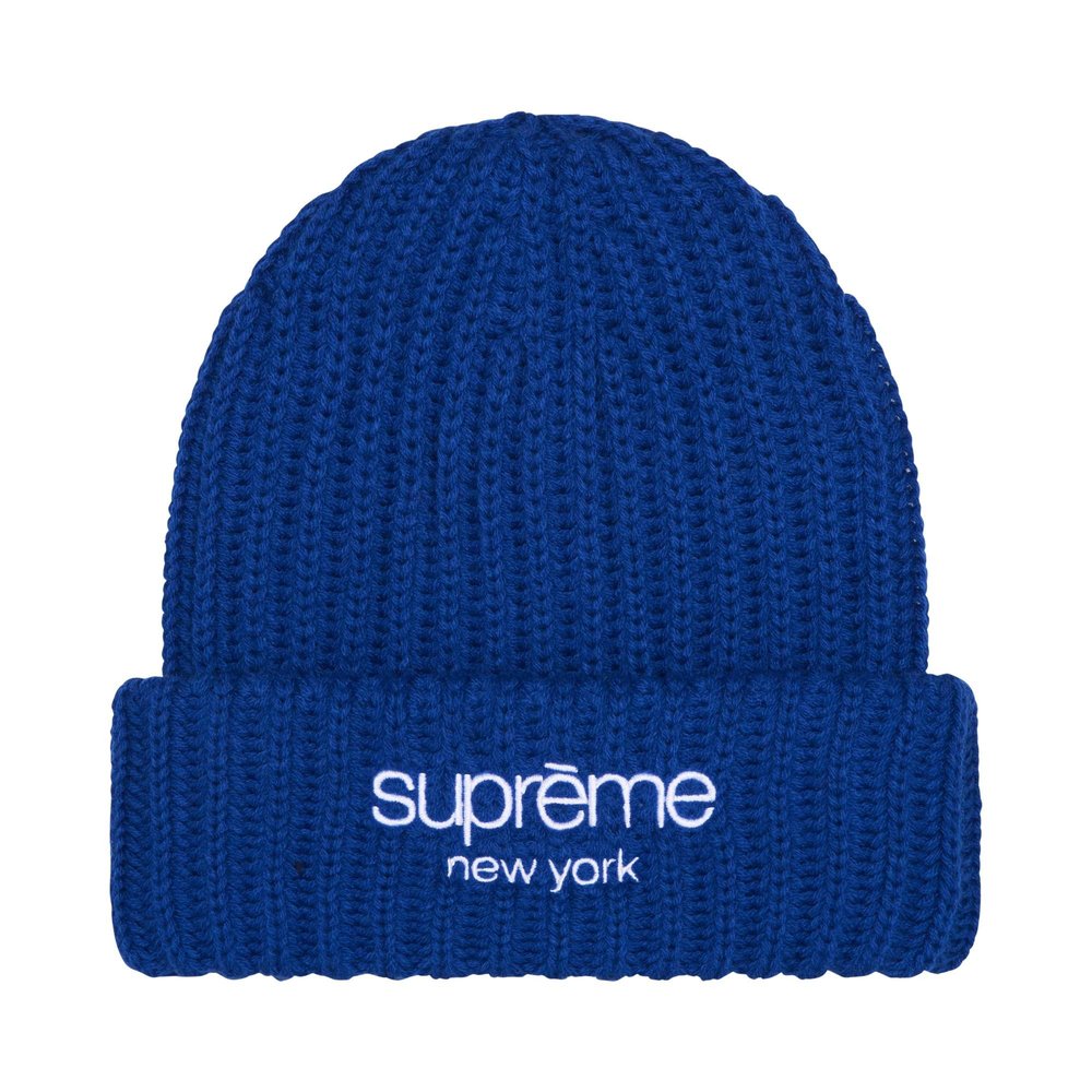 Supreme Chunky Rib Classic Logo Beanie Royal | Purekickz – purekickz