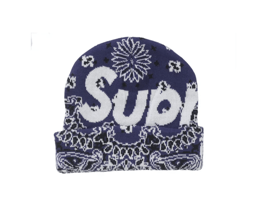 Supreme Bandana Big Logo Beanie Blue