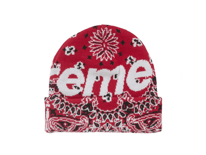 Supreme Bandana Big Logo Beanie Red