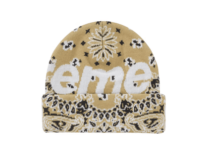 Supreme Bandana Big Logo Beanie Beige