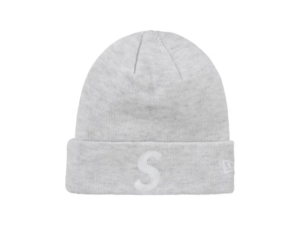 Supreme New Era S Logo Beanie (FW24) Heather Grey – hlavní pohled | Purekickz