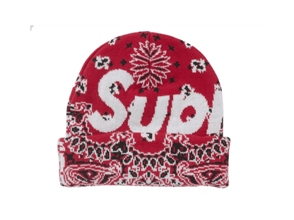 Supreme Bandana Big Logo Beanie Red