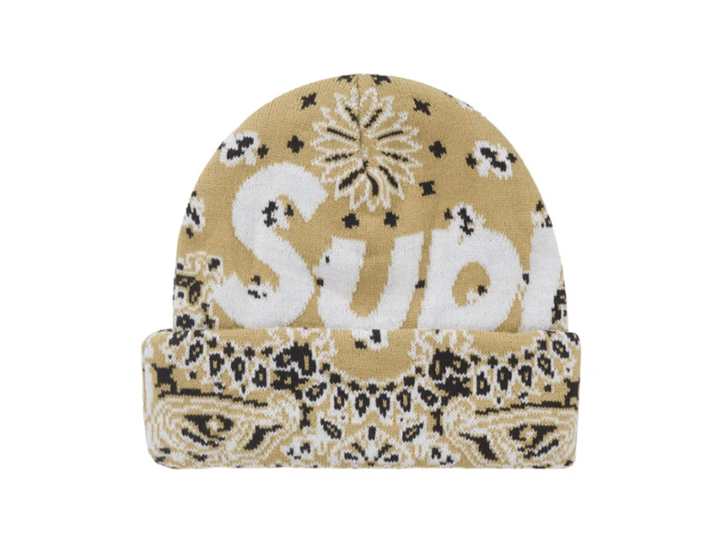 Supreme Bandana Big Logo Beanie Beige