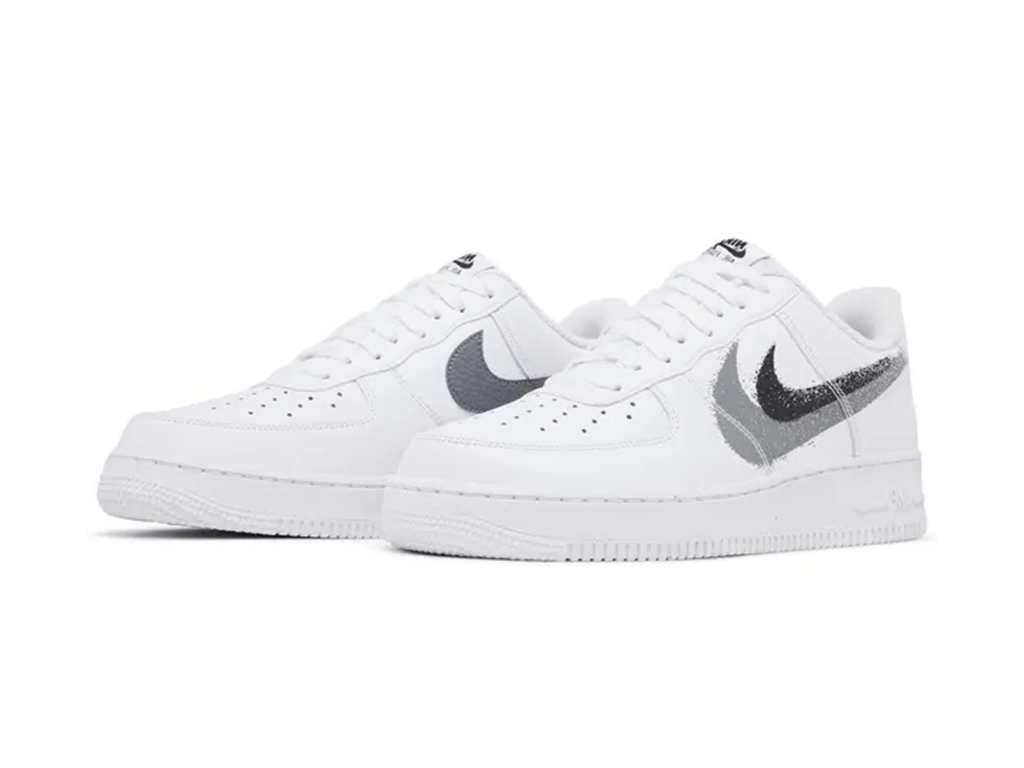 Nike Air Force 1 Low '07 Spray Paint Swoosh White Black Grey