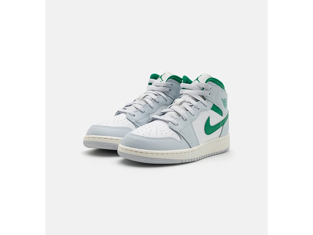 Jordan 1 Mid White Pure Platinum Pine Green (GS)