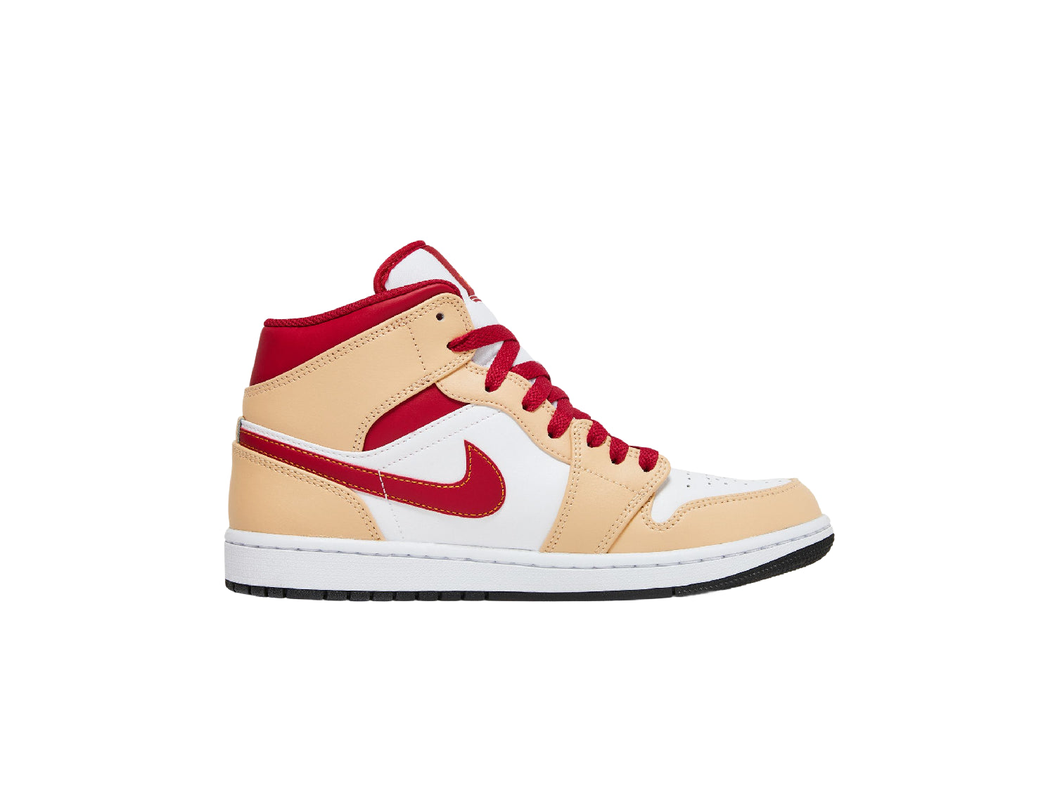 Jordan 1 Mid Light Curry Cardinal