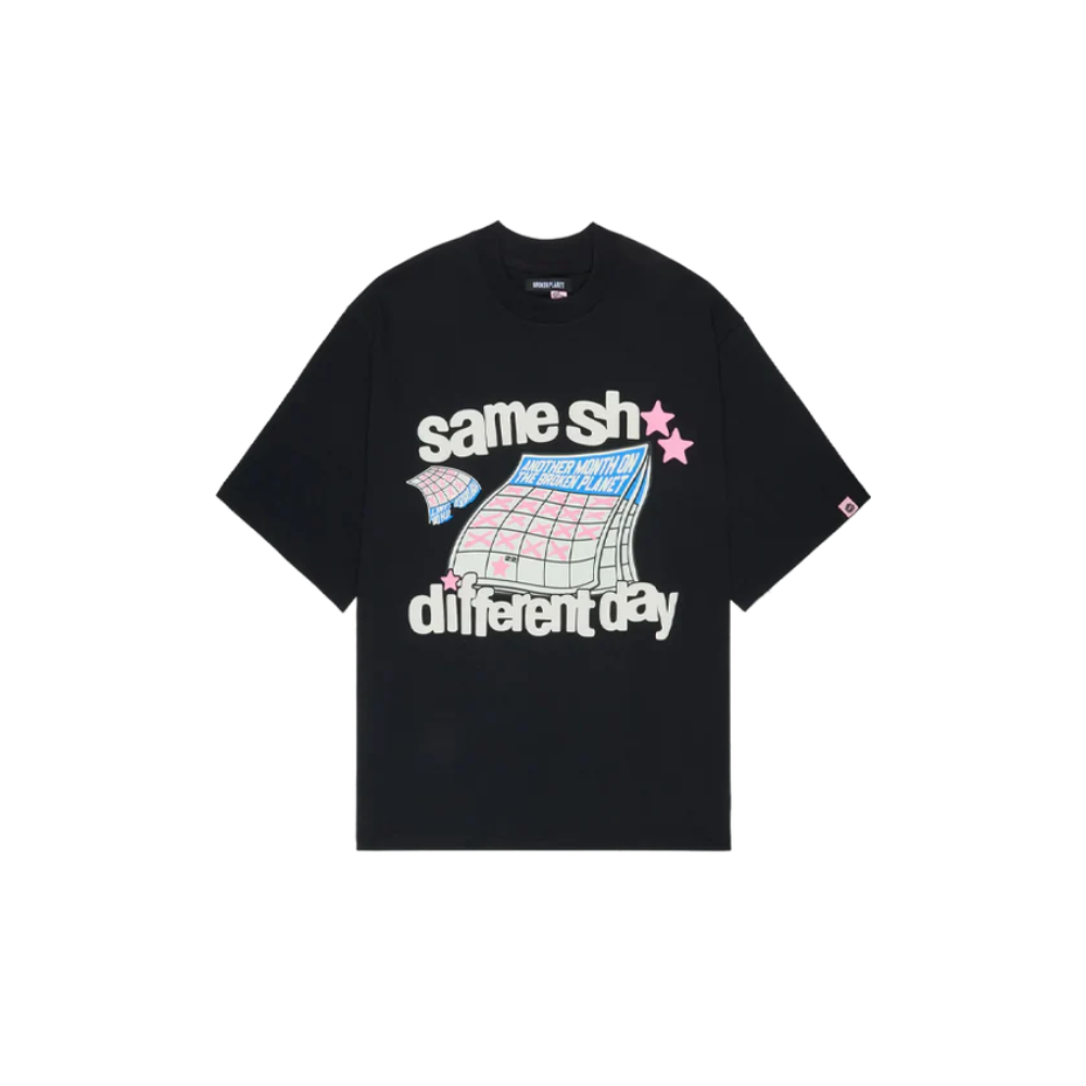 Broken Planet Different Day T-shirt Midnight Black – hlavní pohled | Purekickz