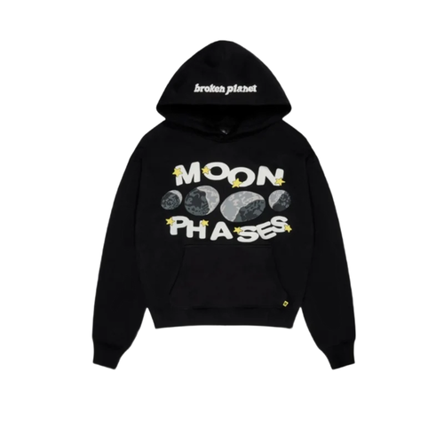 Broken Planet Moon Phases Hoodie Midnight Black – boční pohled | Purekickz