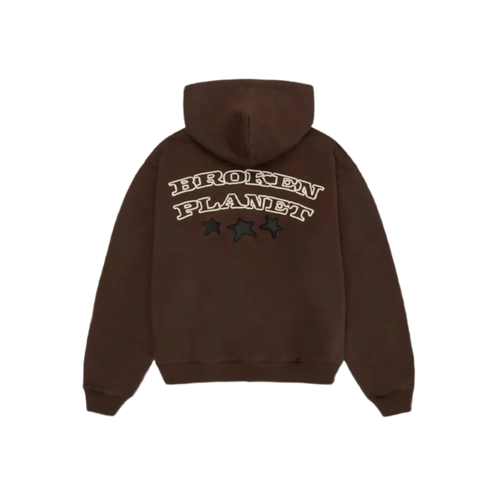 Broken Planet Out Of Service Hoodie Brown – boční pohled | Purekickz