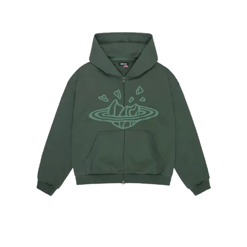 Broken Planet Zip Up Hoodie Emerald Green – hlavní pohled | Purekickz