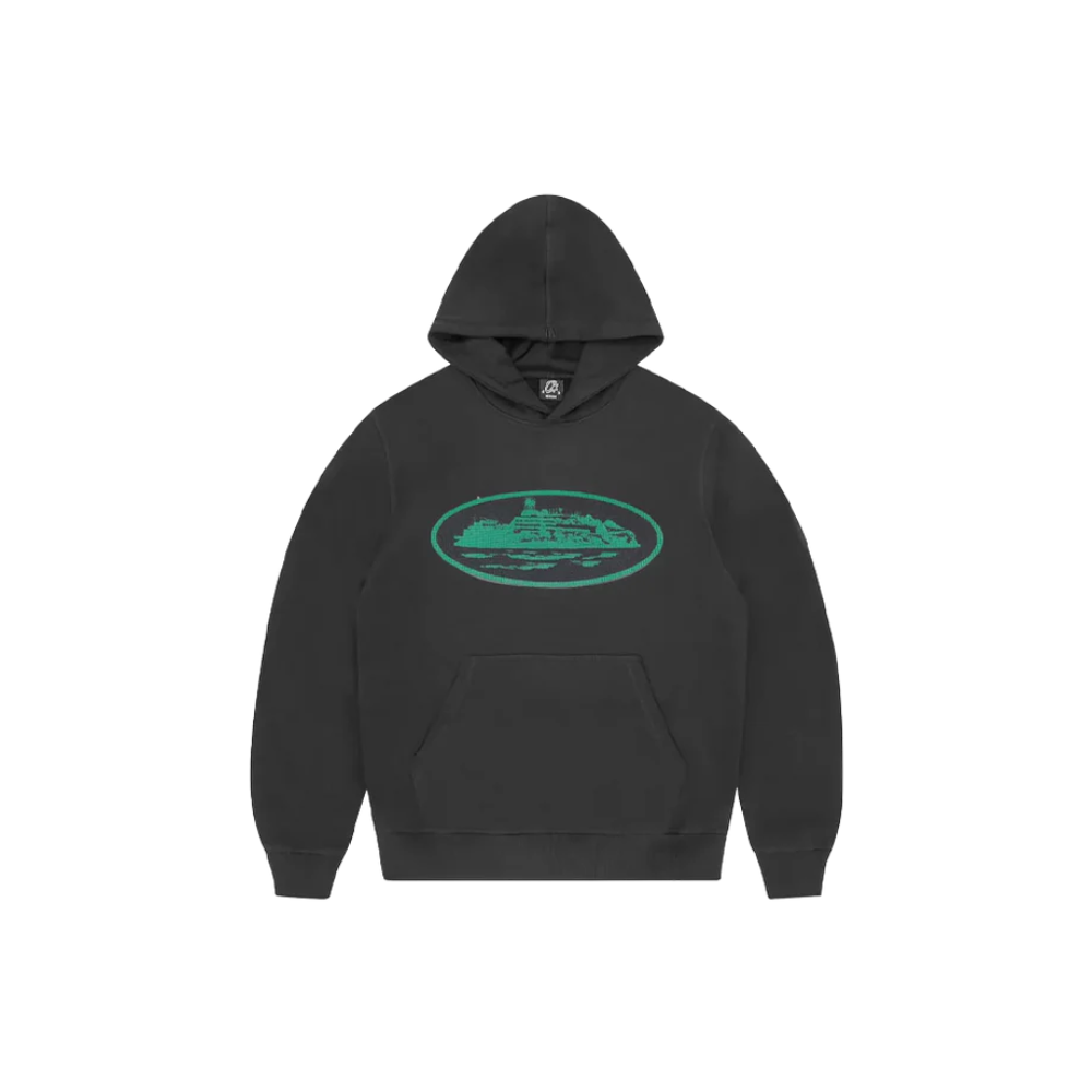 Corteiz Alcatraz Hoodie Black Green – hlavní pohled | Purekickz