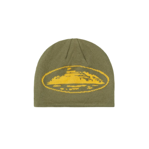 Corteiz Alcatraz Skully Khaki Green/Yellow – hlavní pohled | Purekickz