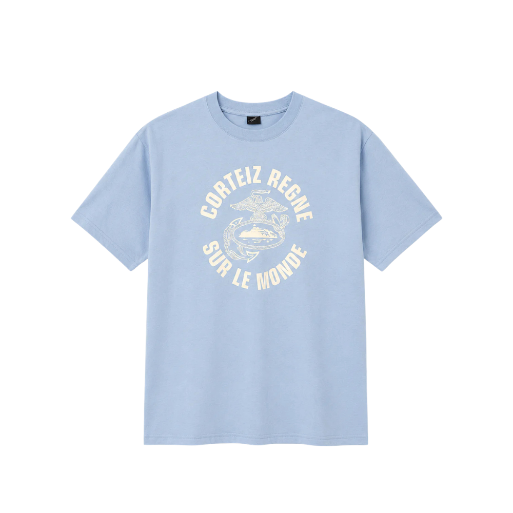Corteiz Regne Sur Le Monde Tee Light Blue – hlavní pohled | Purekickz