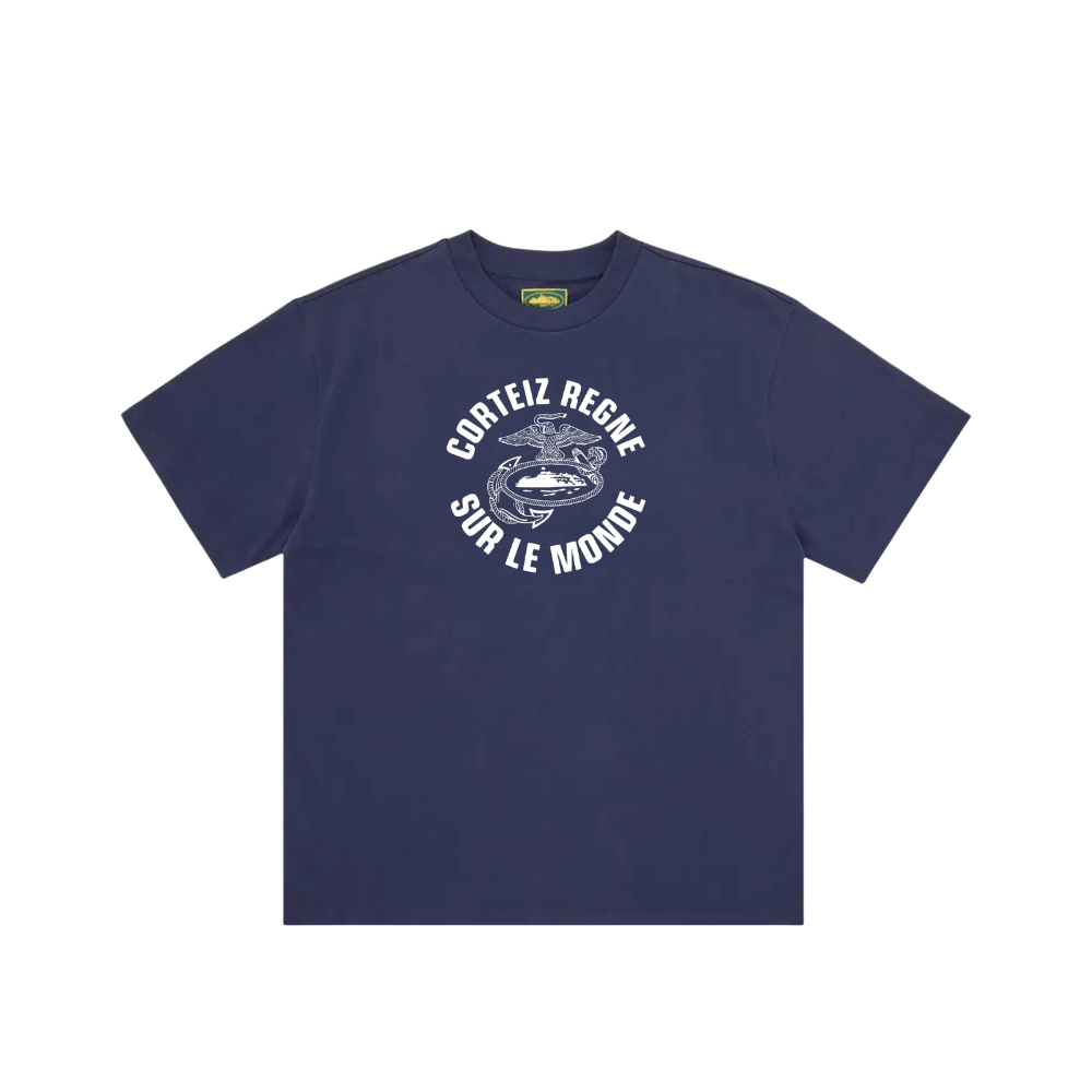 Corteiz Regne Sur Le Monde Tee Blue – hlavní pohled | Purekickz
