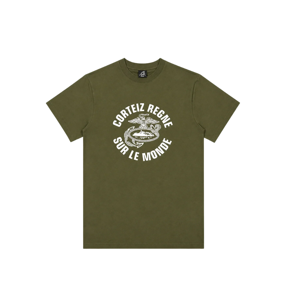 Corteiz Regne Sur Le Monde Tee Dark Green – hlavní pohled | Purekickz