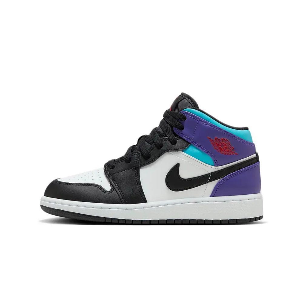 Jordan 1 Mid White True Red Aquamarine Black (GS) – hlavní pohled | Purekickz