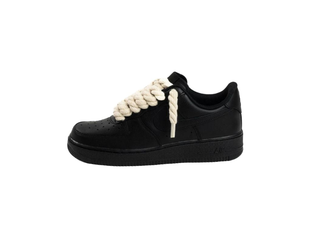 Nike Air Force 1 Low Black Rope Laces Beige