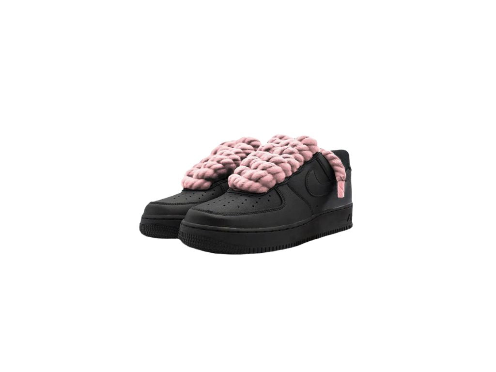 Nike Air Force 1 Low Black Rope Laces Pink