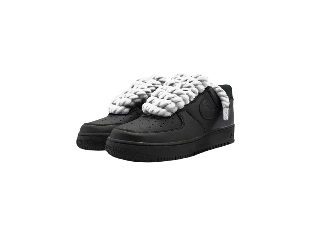 Nike Air Force 1 Low Black Rope Laces White – boční pohled | Purekickz