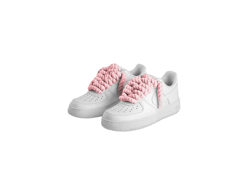 Nike Air Force 1 Low White Rope Laces Pink – boční pohled | Purekickz
