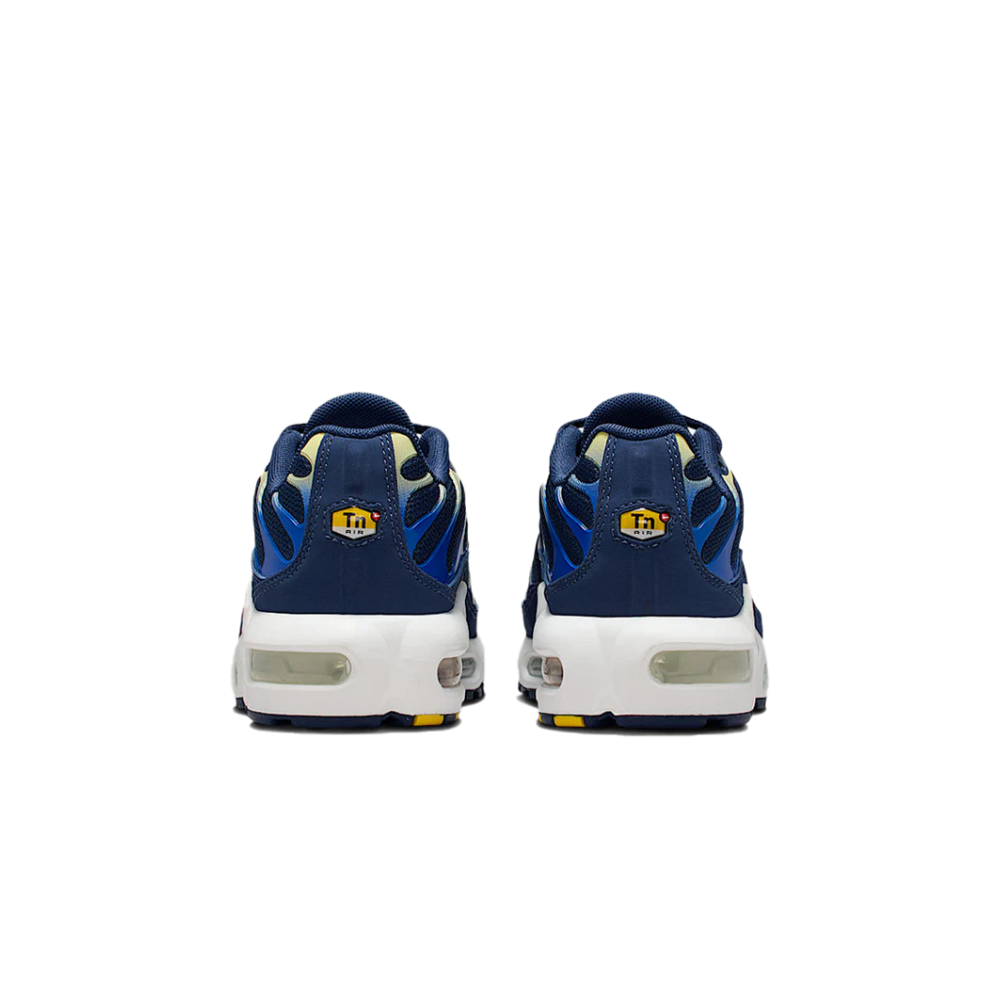 Nike Air Max Plus Midnight Navy Soft Yellow (GS) – zadní pohled | Purekickz