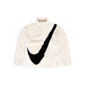 Nike Sportswear Women's Oversized Swoosh Logo Faux Fur Jacket Fossil/Black
