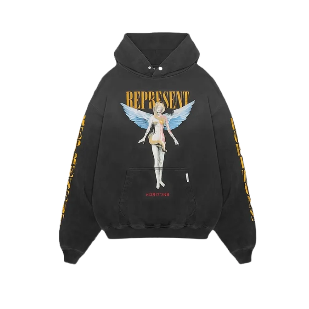 Represent Reborn Hoodie Aged Black – hlavní pohled | Purekickz