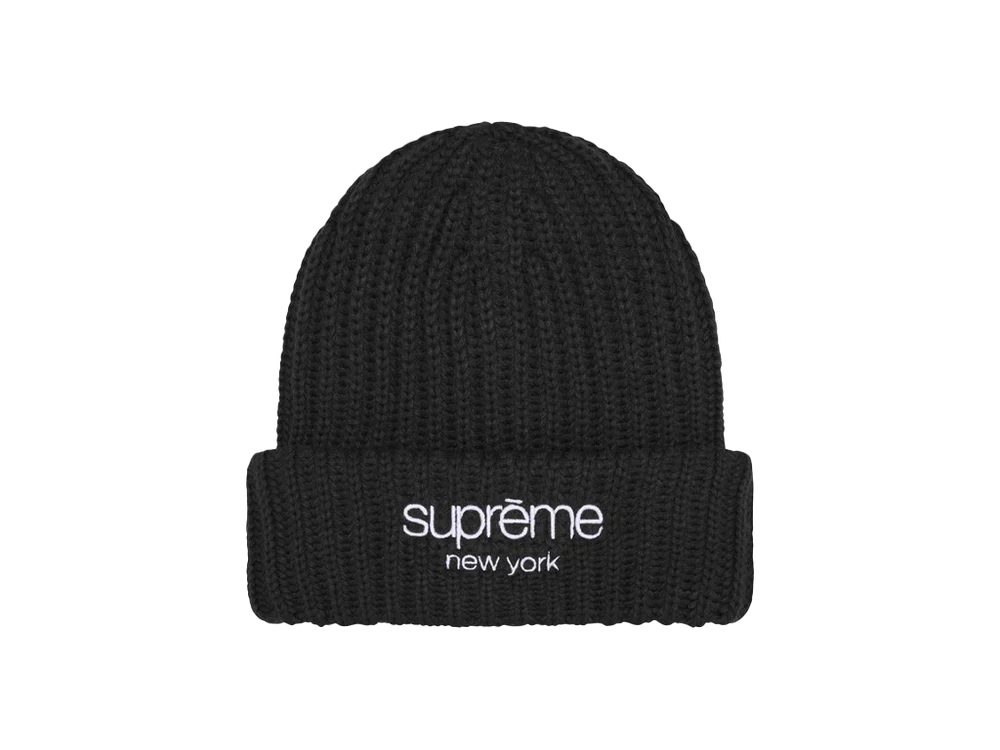 Supreme Chunky Rib Classic Logo Beanie Black