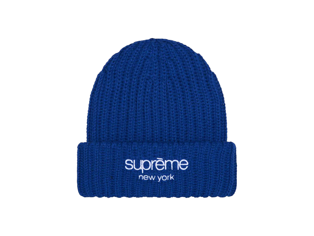 Supreme Chunky Rib Classic Logo Beanie Royal