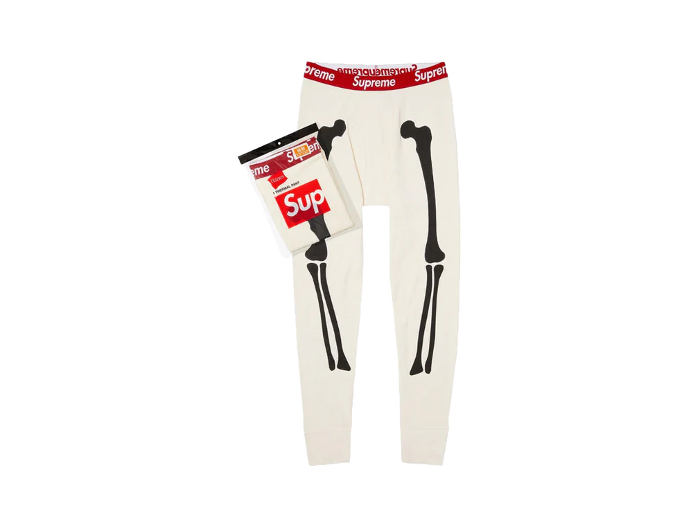 Supreme Hanes White Thermal Pants FW25