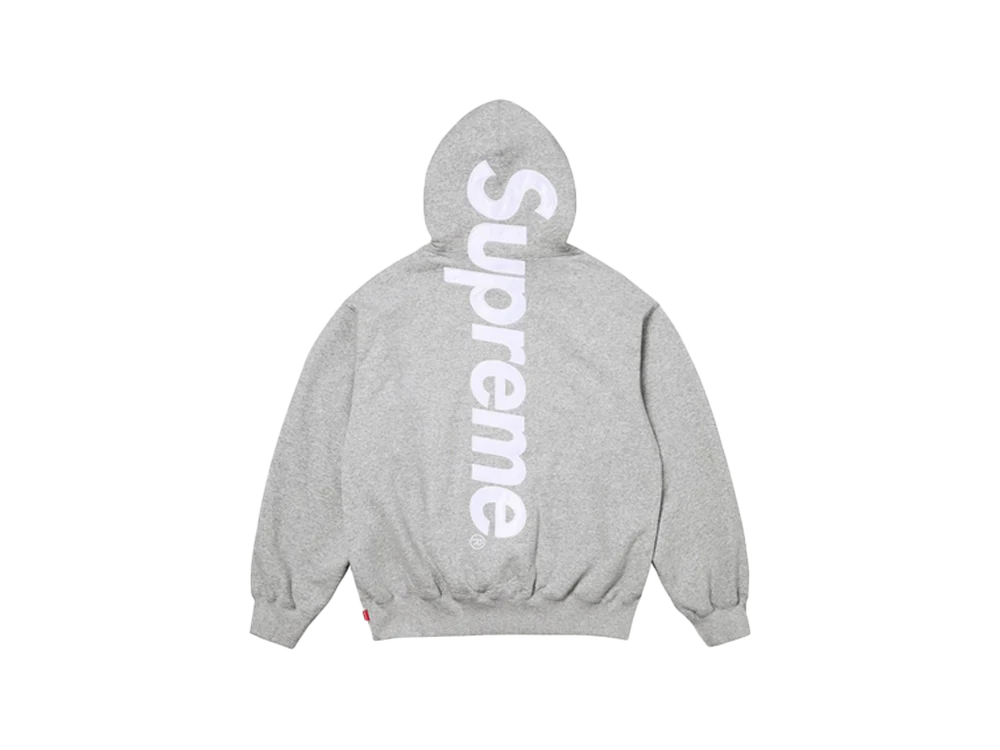 Supreme Satin Applique Hoodie Heather Grey