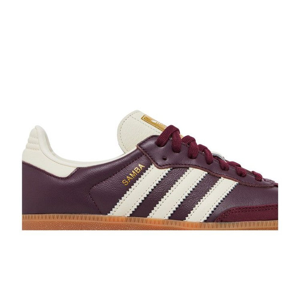Adidas Samba OG Maroon Gold Metallic (W) – detail | Purekickz