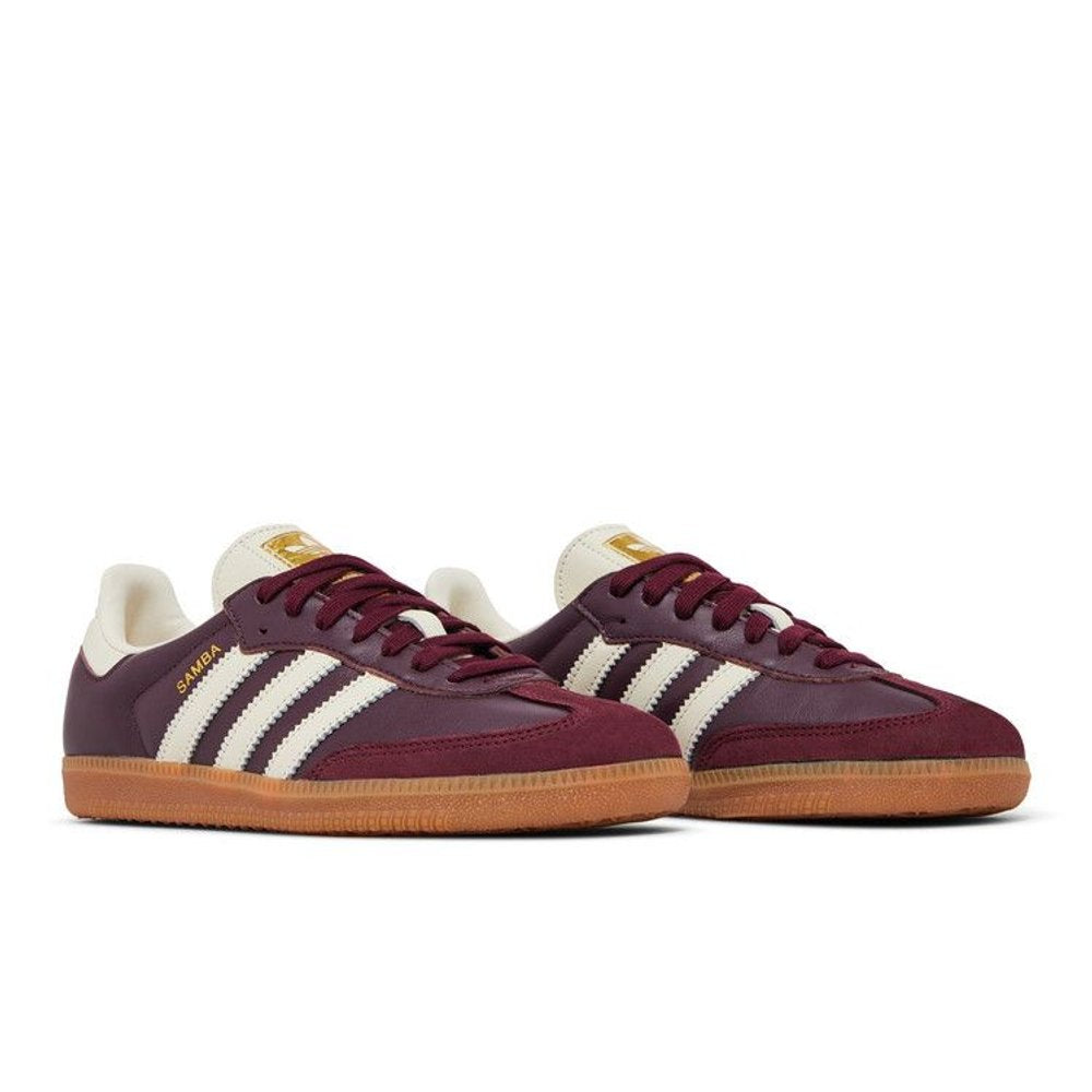 Adidas Samba OG Maroon Gold Metallic (W) – lifestyle foto | Purekickz