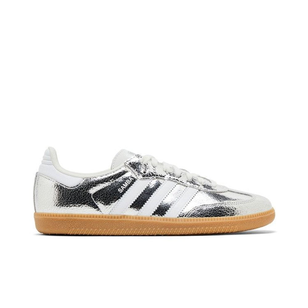 adidas Samba OG Silver Metallic Cracked Leather (W) – boční pohled | Purekickz