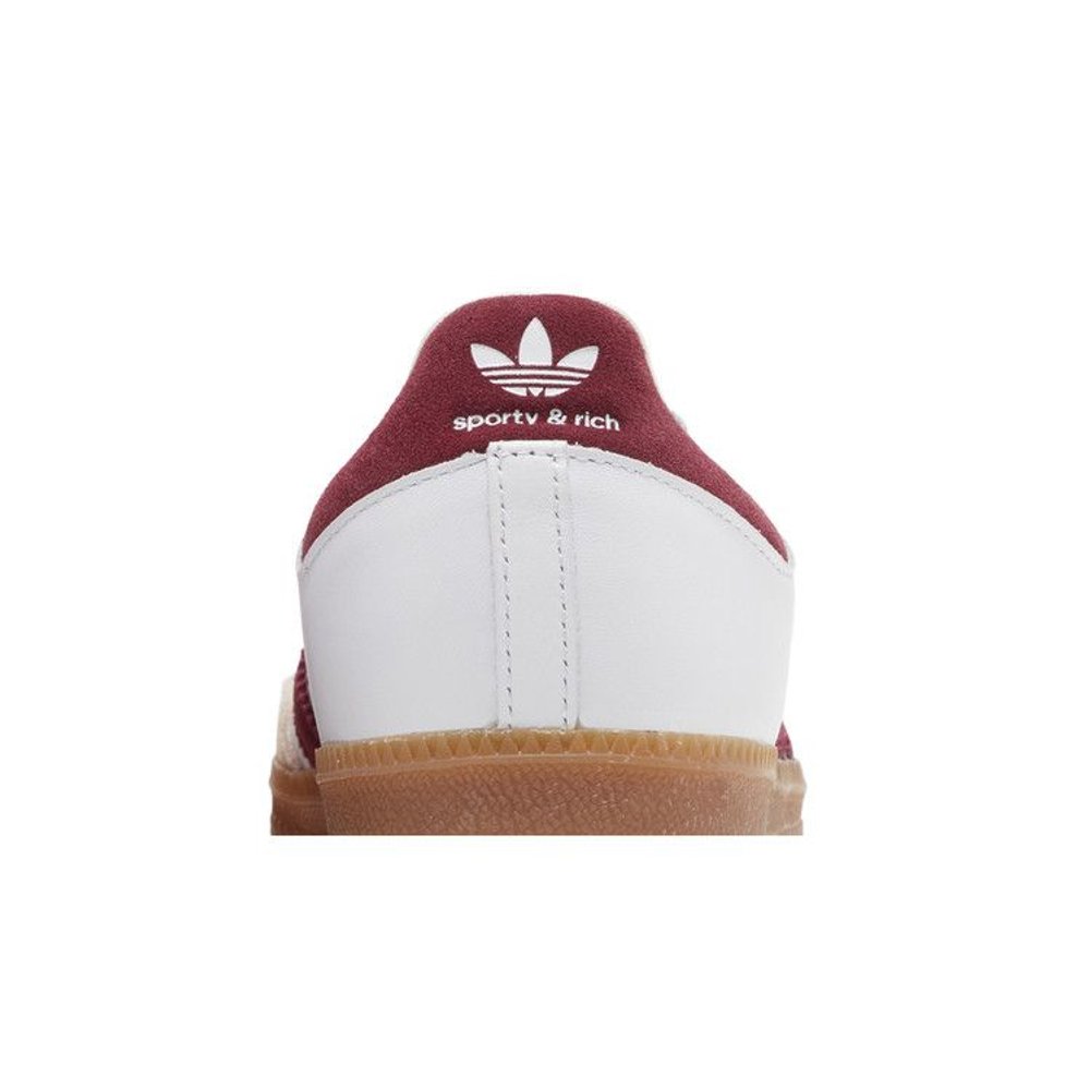 adidas Samba Sporty & Rich White Collegiate Burgundy – detail materiálu | Purekickz
