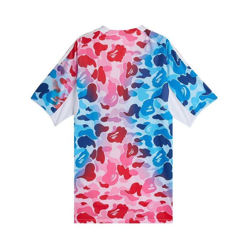 adidas x BAPE Football Graphic Slim Jersey T-shirt Blue/Pink – boční pohled | Purekickz