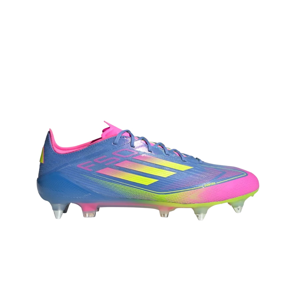 adidas F50 Elite SG Blue Fusion Lucid Lemon Lucid Pink – boční pohled | Purekickz