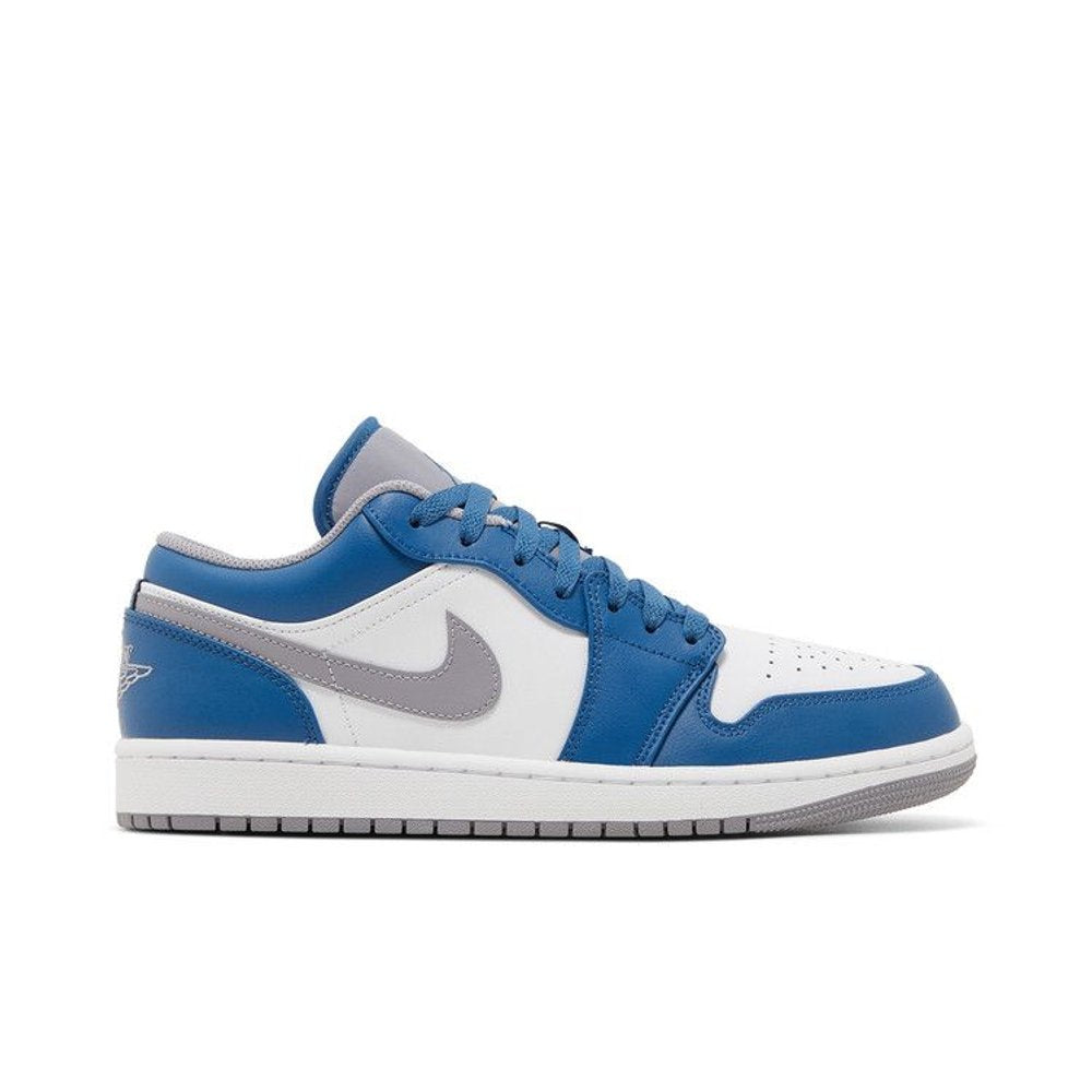 Air Jordan 1 Low 'True Blue Cement' – boční pohled | Purekickz