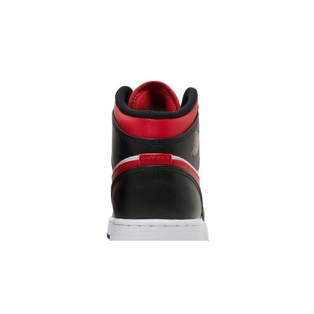 Air Jordan 1 Mid Black Fire Red (GS) – detail materiálu | Purekickz