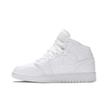 Air Jordan 1 Mid GS 'Triple White Tumbled Leather' 2020