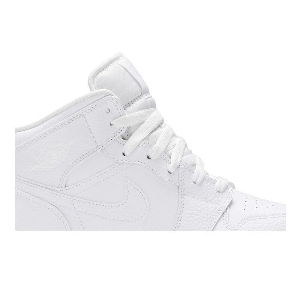 Air Jordan 1 Mid GS 'Triple White Tumbled Leather' 2020