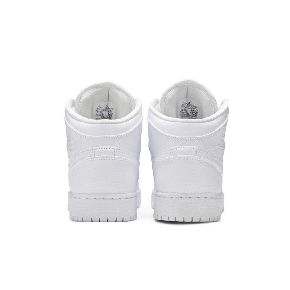 Air Jordan 1 Mid GS 'Triple White Tumbled Leather' 2020