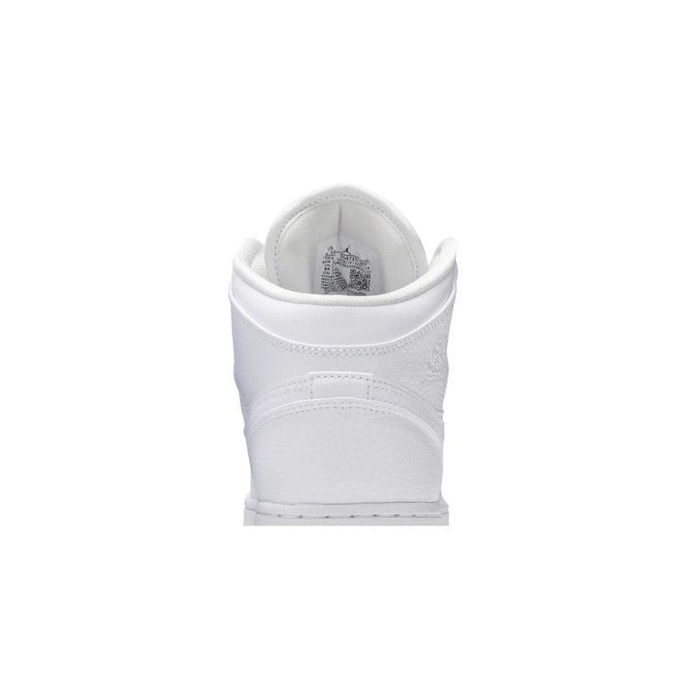 Air Jordan 1 Mid GS 'Triple White Tumbled Leather' 2020