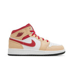 Air Jordan 1 Mid Light Cardinal Curry (GS) – boční pohled | Purekickz