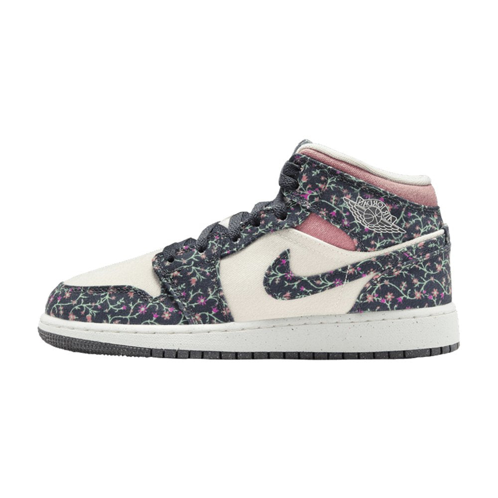 Air Jordan 1 Mid SE Floral Canvas (GS) – hlavní pohled | Purekickz