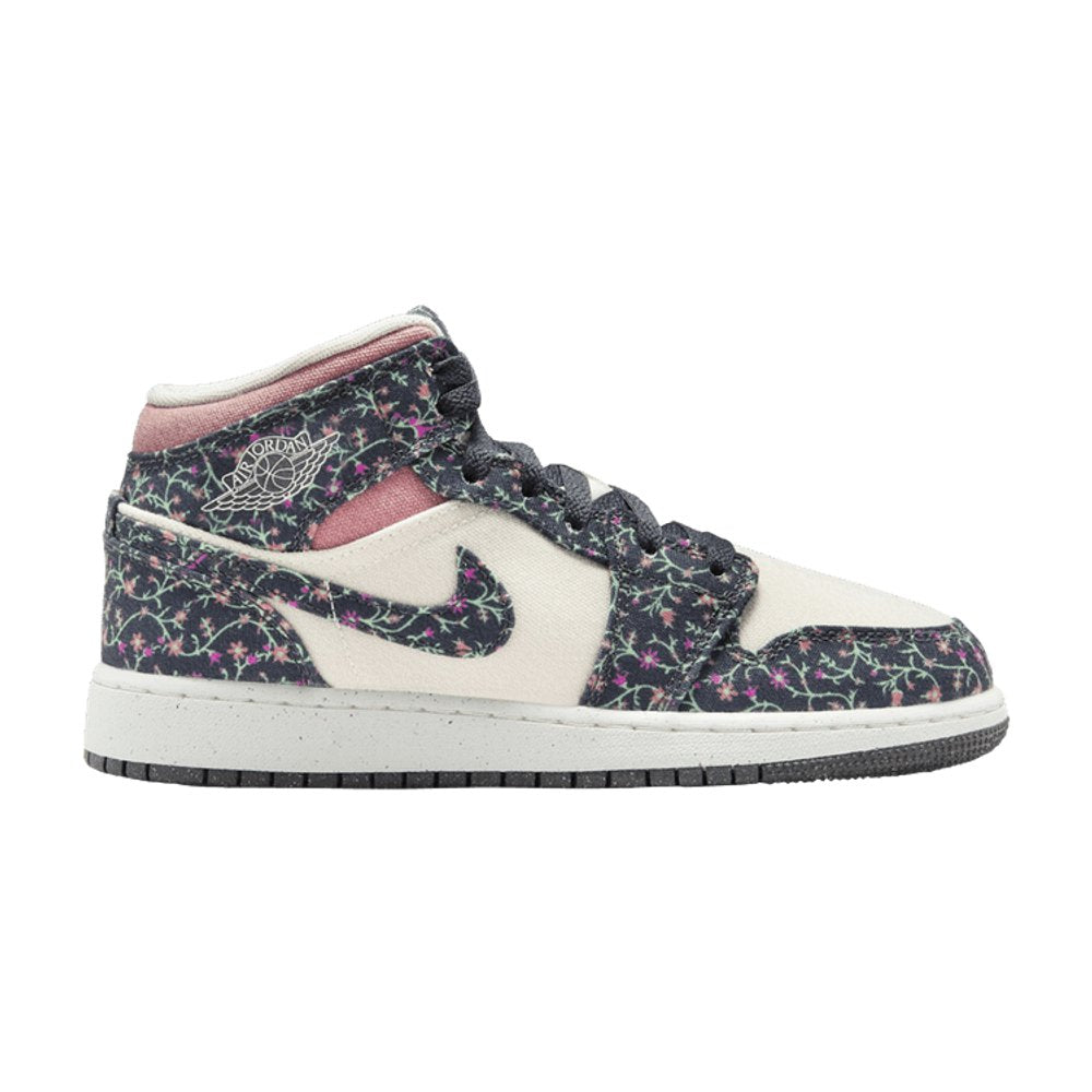 Air Jordan 1 Mid SE Floral Canvas (GS)