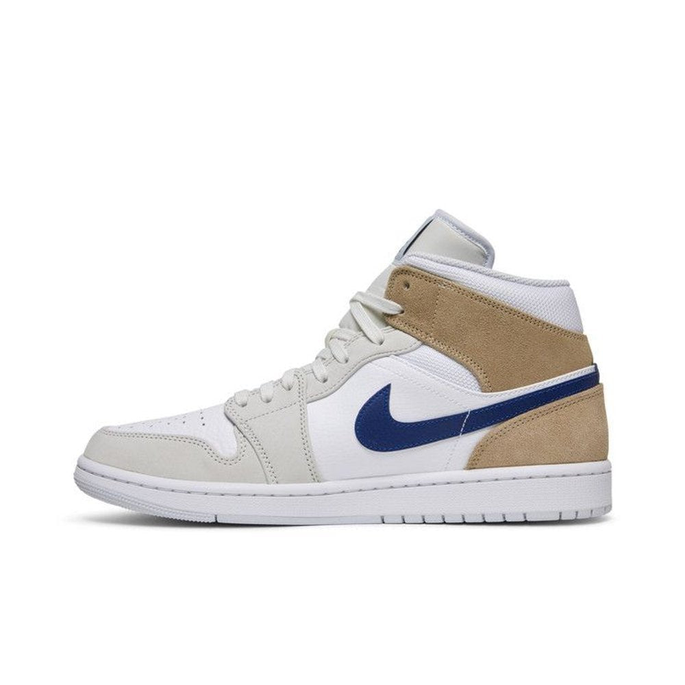 Air Jordan 1 Mid White Khaki Blue Void – hlavní pohled | Purekickz