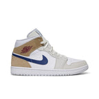 Air Jordan 1 Mid White Khaki Blue Void – boční pohled | Purekickz