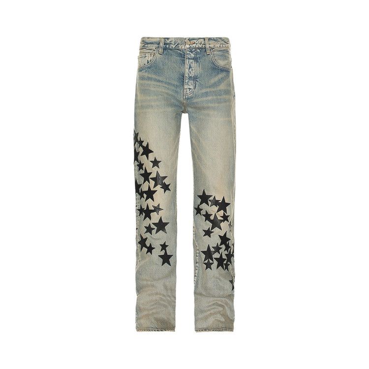 AMIRI Leather Star Straight Jeans Clay/Indigo – hlavní pohled | Purekickz