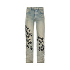 AMIRI Leather Star Straight Jeans Clay/Indigo – hlavní pohled | Purekickz
